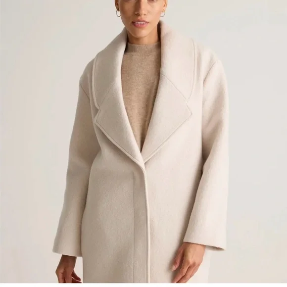 Quince Women's Elegant 💯% Wool Cream Pea Coat Size XS New - Picture 7 of 7